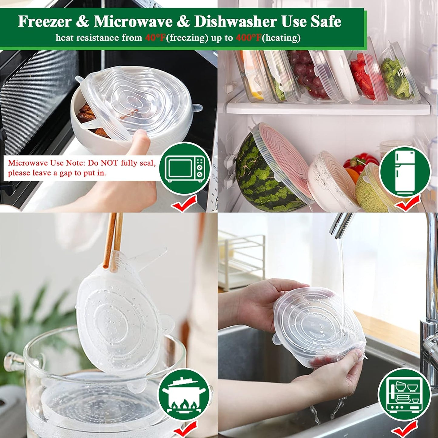 Roselli™ Reusable Silicone Lids — 6 PCS Stretch Bowl & Pot Covers