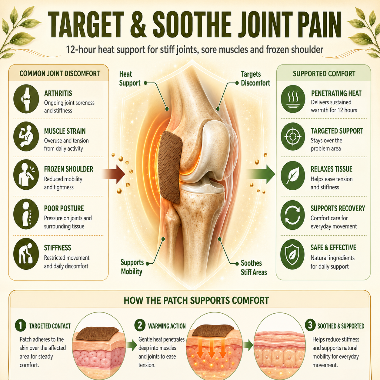 🌿 Pain Relief Patch — 12 Hours of Penetrating Heat That Works Deep (offer)