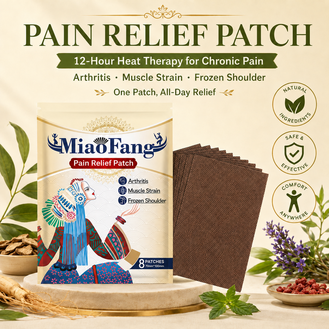 🌿 Pain Relief Patch — 12 Hours of Penetrating Heat That Works Deep (offer)