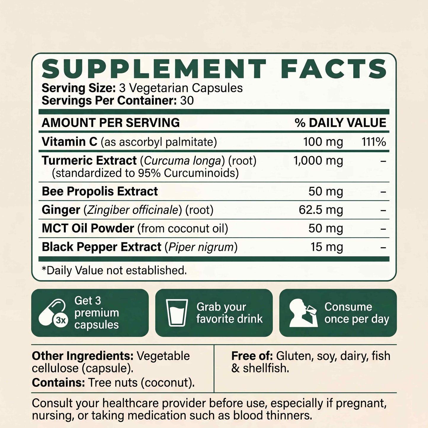 Pure Curcumin Turmeric Capsules (1,000mg)