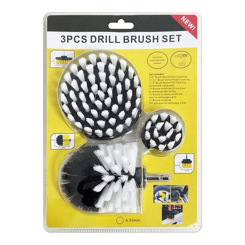 Diamond Shine Drill Brush Set – 3-Pack Medium Bristle Power Scrubber Attachments for All-Purpose Cleaning