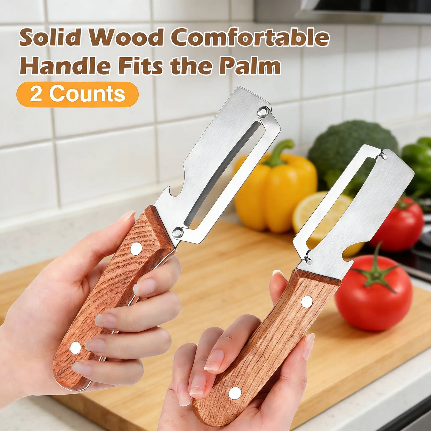 Roselli™  Wooden-Handled Stainless Steel Shredder and Peeler (Offer)