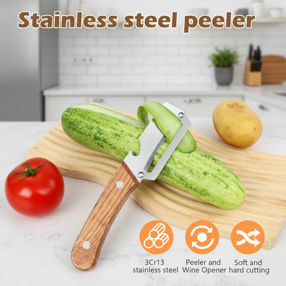 Roselli™  Wooden-Handled Stainless Steel Shredder and Peeler